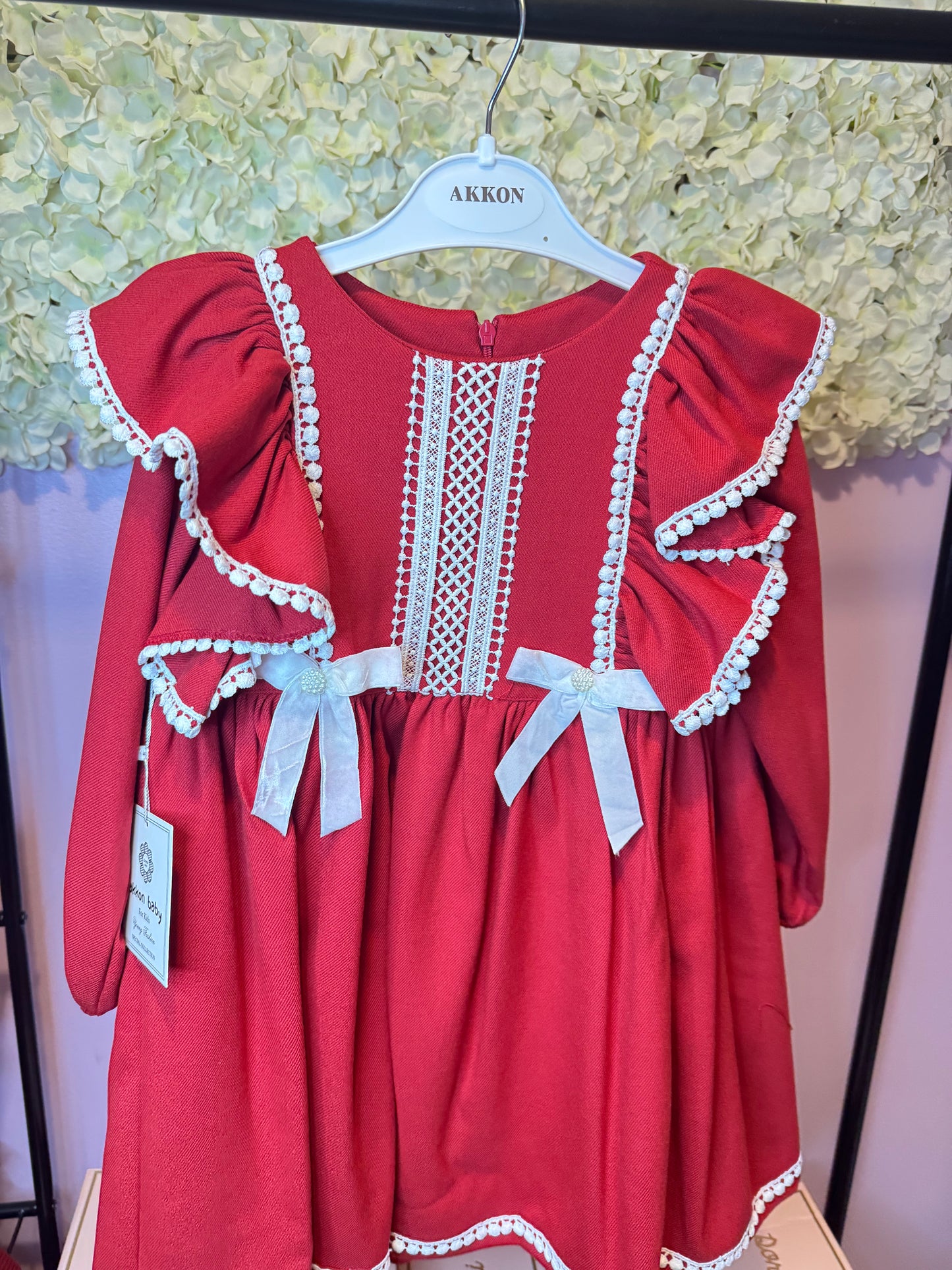 Girls Red & White Dress