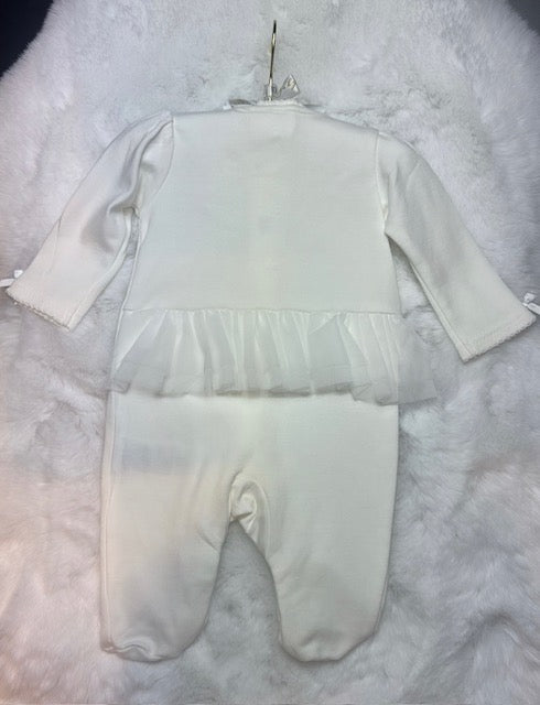 Girls' White Flower Sleepsuit