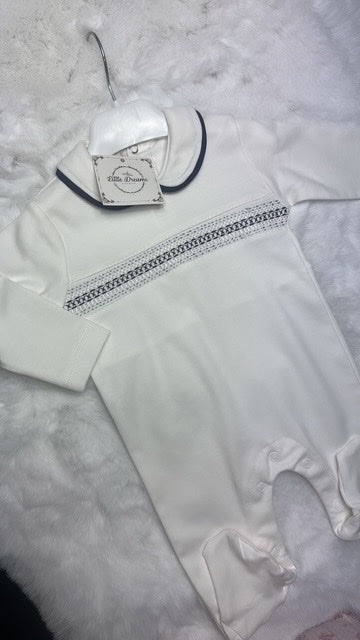 Boys' Little Dreams Smocked Design Sleepsuit.