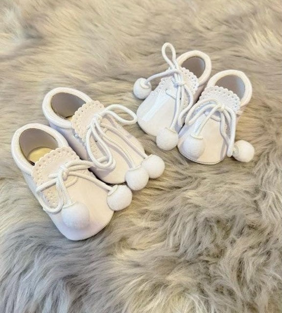 Babys' White Soft Sole Booties