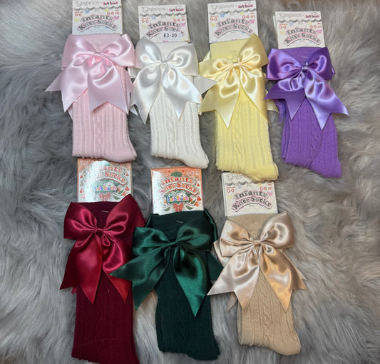 Baby Knee High Socks With Bow - Girls