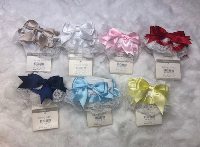 Girls' Frilly Lace Bow Ankle Socks