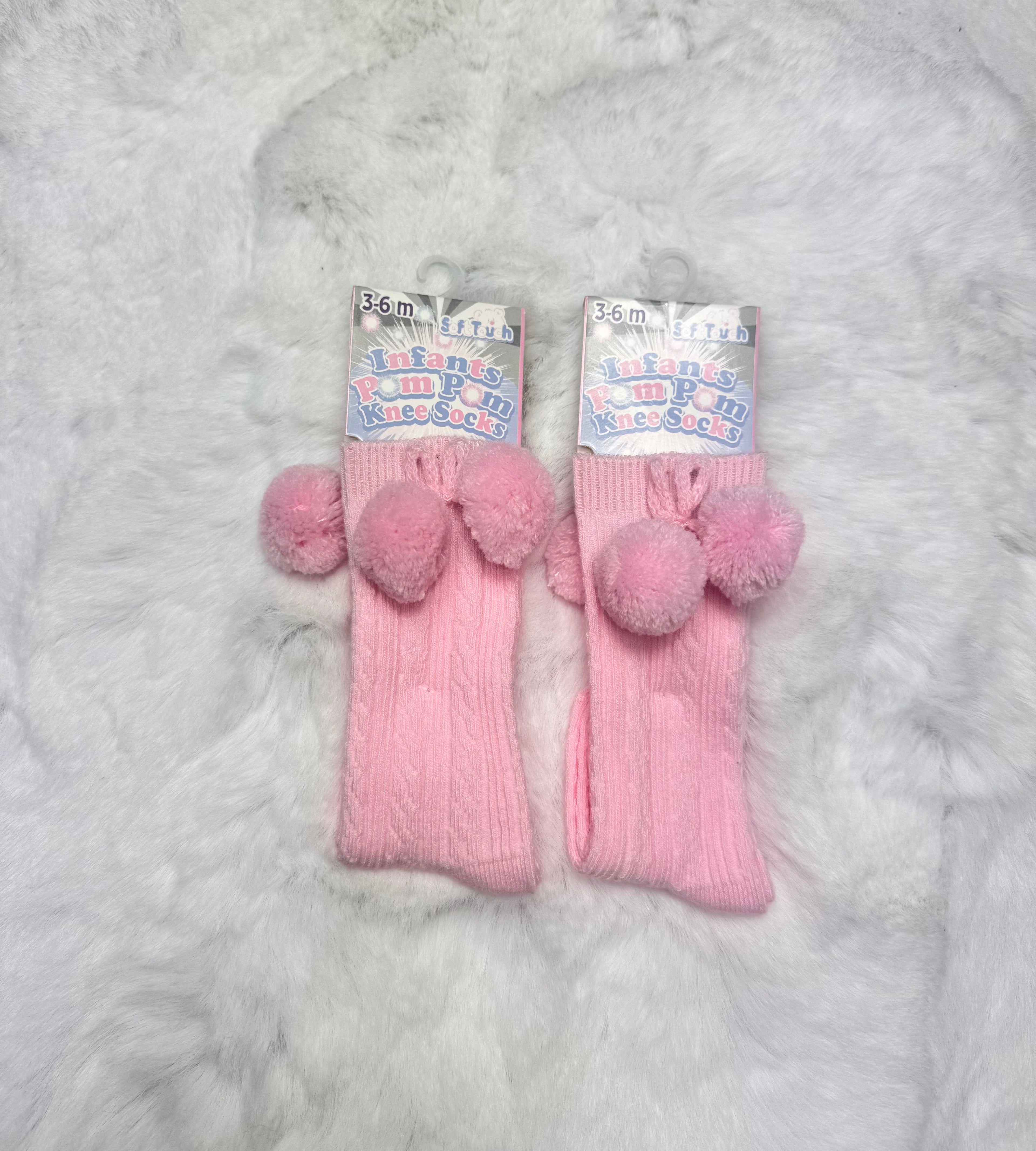 Girls' Pom Pom Knee High Socks